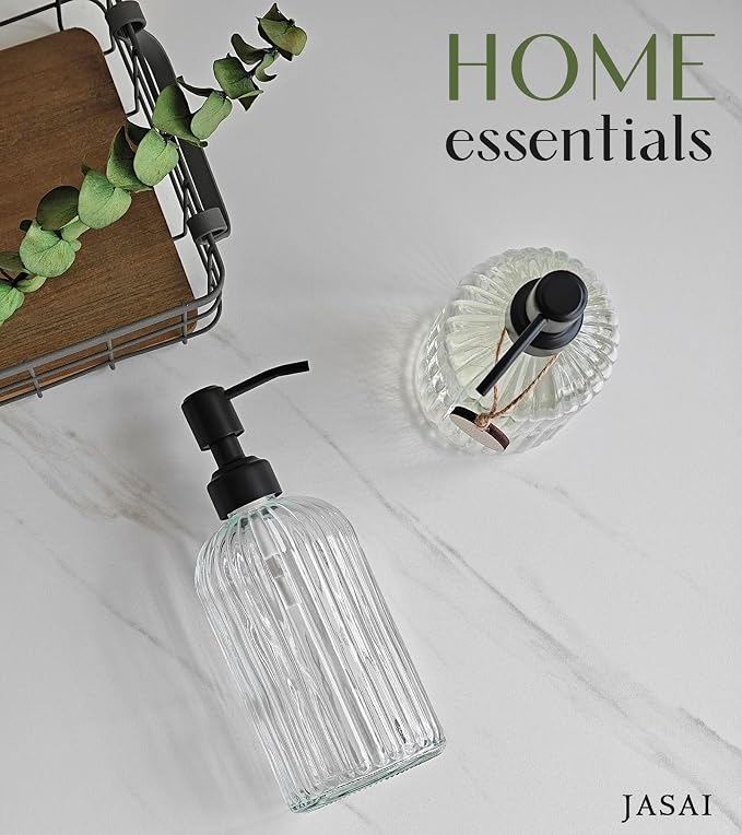 JASAI 2PACK 18Oz Simple Glass Soap Dispensers - Image 5