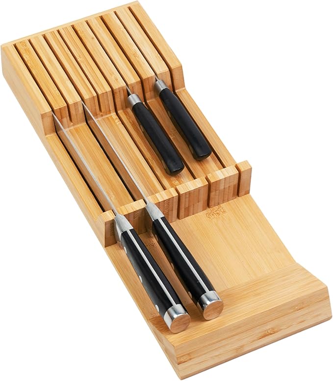 Utoplike Knife Drawer Organizer Bamboo Knives Block by Utoplike