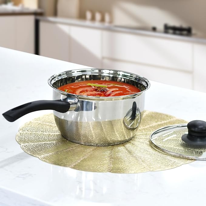 Stainless Steel Pot Set with Lid 6pcs, Sauce Pans 1QT & 2QT & 3QT Set, Triply - Image 6
