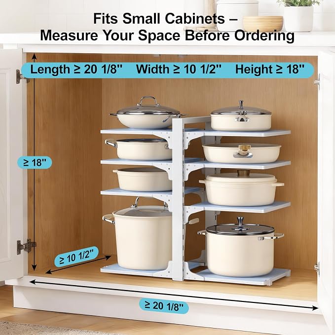LAMU Pots and Pans Organizer under Cabinet, 8 Tier Heavy Duty Pan Organizers - Image 3