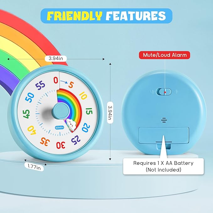 HIPPIH Visual Timer for Kids, 60 Minute Countdown Timers for Classroom Kitchen - Image 4