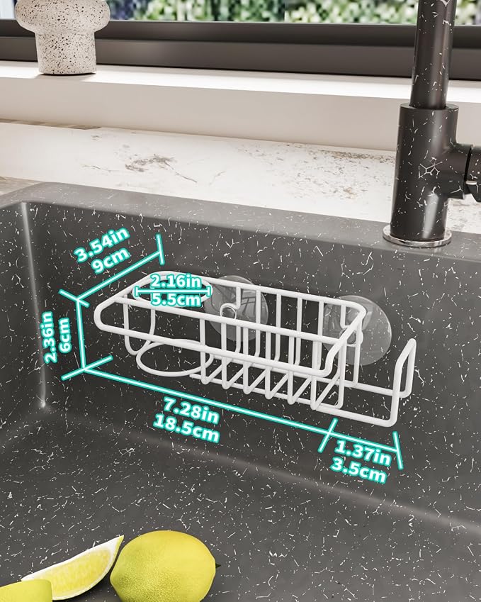 HapiRm Sponge Holder for Kitchen Sink, No Drill Kitchen Sink Caddy Organizer - Image 5