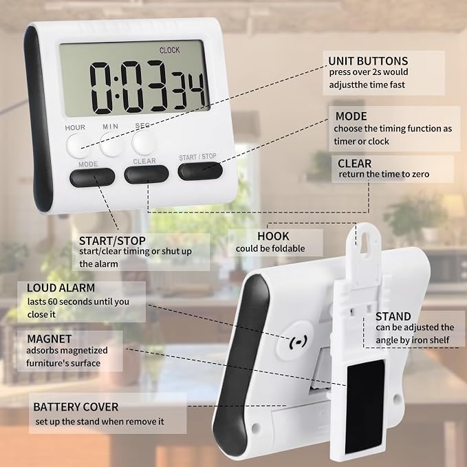 Mudder 6 Pack Digital Kitchen Timer - Image 5