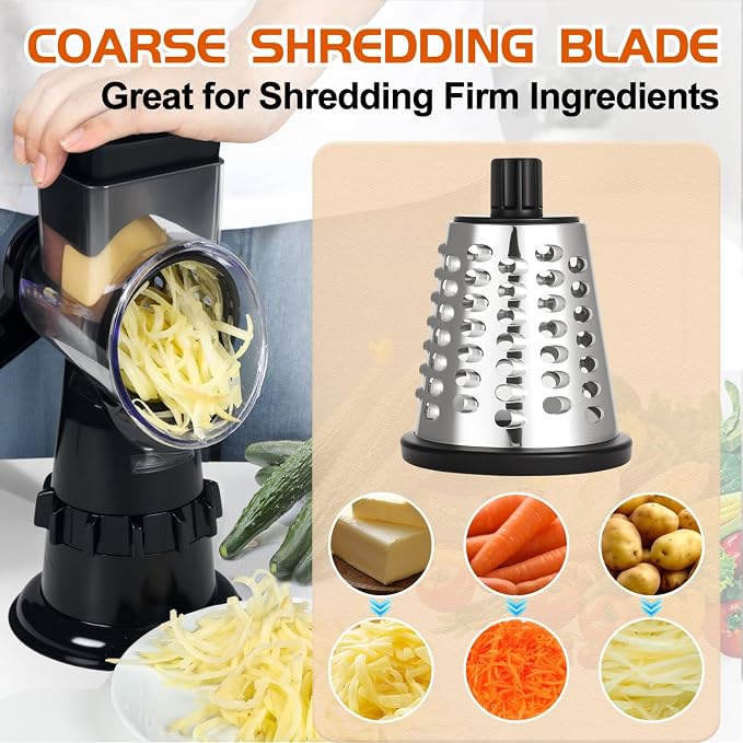 Rotary Cheese Grater Hand Crank, Vegetable Slicer - Image 4