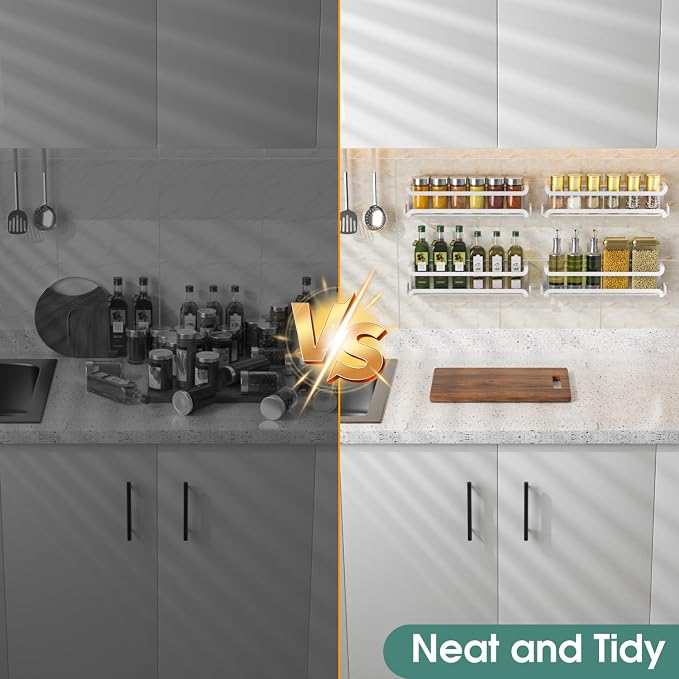 LUCYCAZ 4 Pack Wall Mounted Spice Rack - Image 7