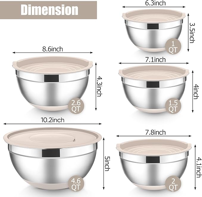 E-far Stainless Steel Mixing Bowls - Image 2