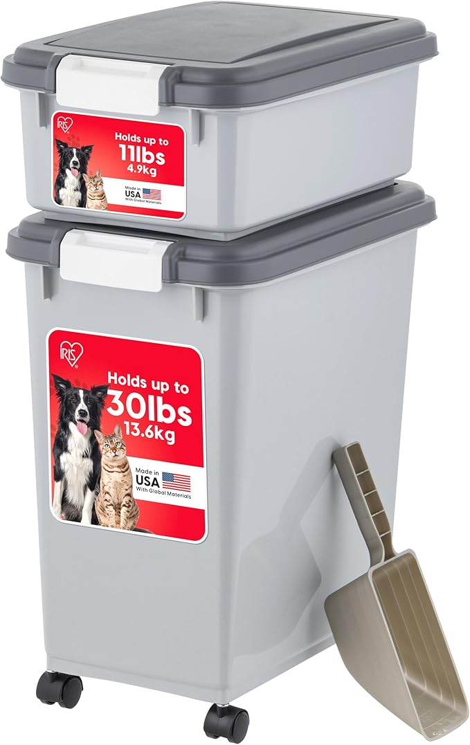 IRIS USA Dog Food Storage Container, 30 lbs & 11 lbs Combo, Cat Food Storage by IRISUSA