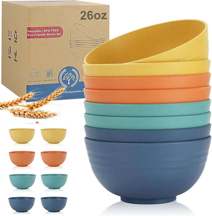 Wheat Straw Bowl Sets, Microwave and Dishwasher Safe Bowls, Bowl Sets by WROVA