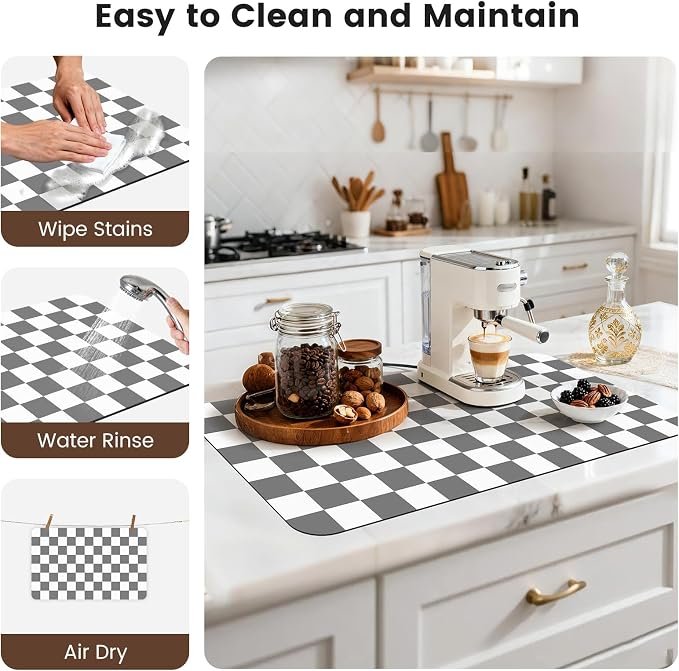 17" x 32" Checkered Dish Drying Mat - Image 7