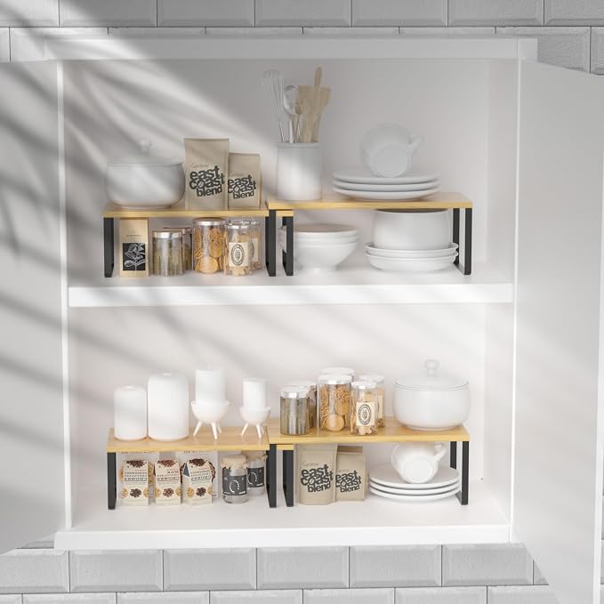 NEX Kitchen Cabinet and Counter Shelf Organizer, Stackable & Expandable - Image 2