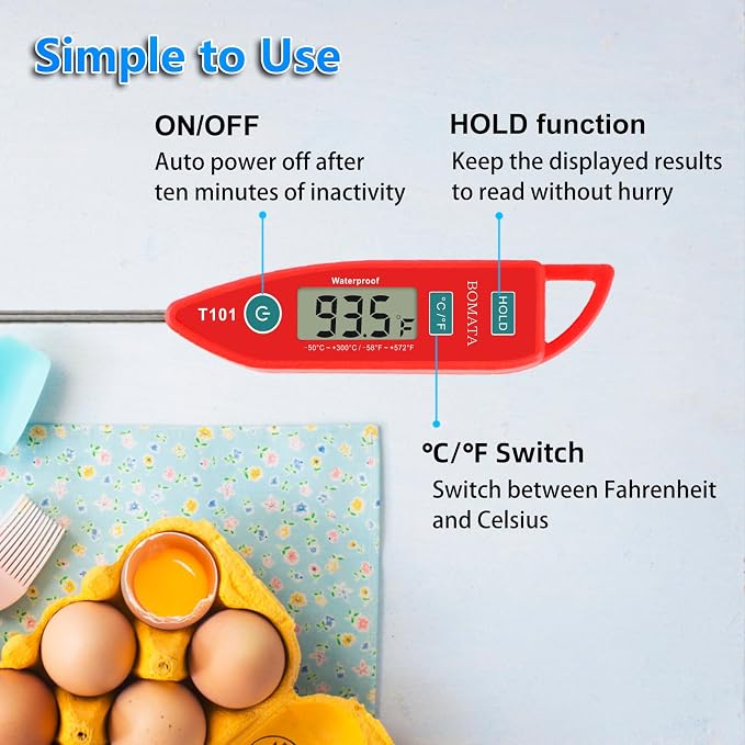 BOMATA 2 Pack Waterproof IPX7 Meat Thermometer Instant Read Food Thermometer - Image 5