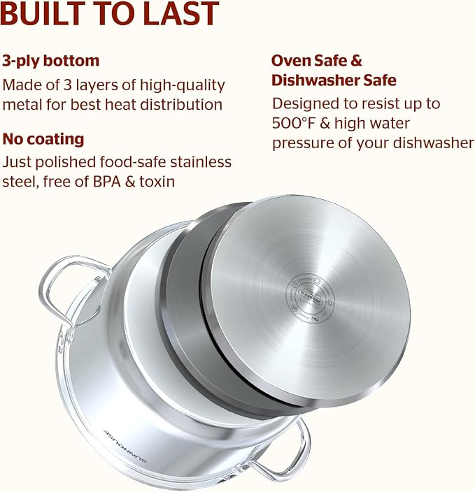 SUNHOUSE Stainless Steel Stock Pot - Image 3