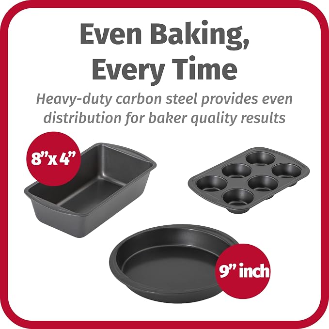 GoodCook Everyday Nonstick Steel 5-Piece Bakeware Set, Includes Cookie Sheet - Image 3