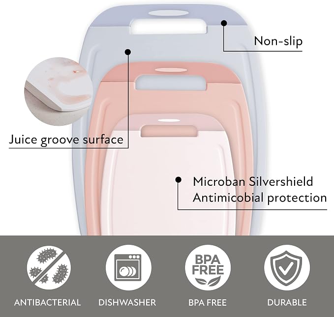 Neoflam Microban Protection Cutting Board 3 Piece Set, Stain & Odor/BPA Free - Image 5
