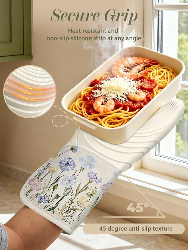 Slohif Long Silicone Oven Mitts Heat Resistant - Image 3