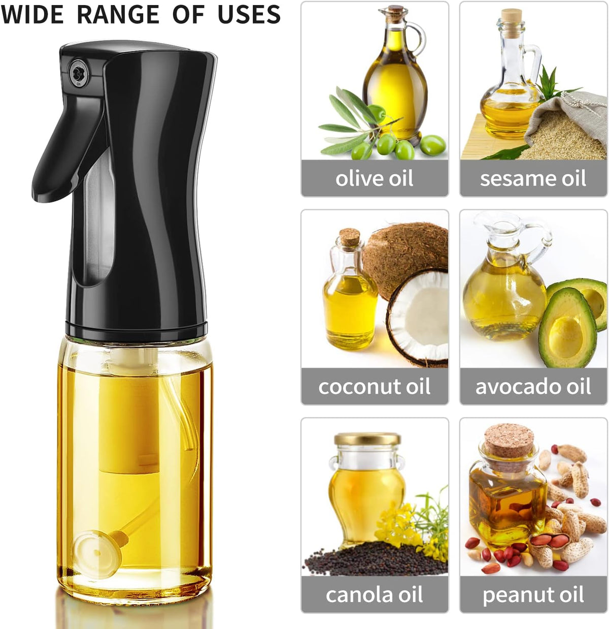 Oil Sprayer for Cooking, 200ml Glass Olive Oil Sprayer Mister, Olive