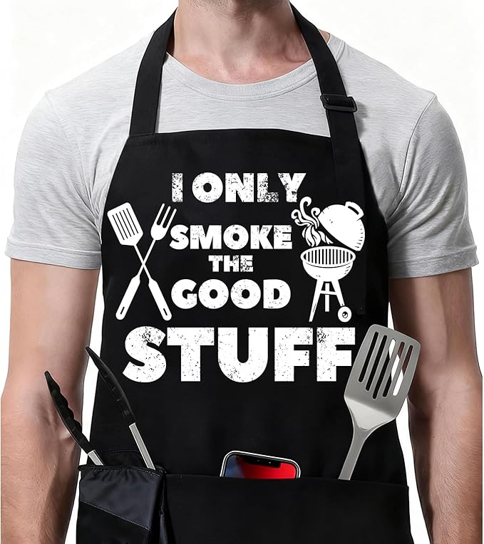 Rosoz Funny BBQ Black Chef Aprons by Rosoz