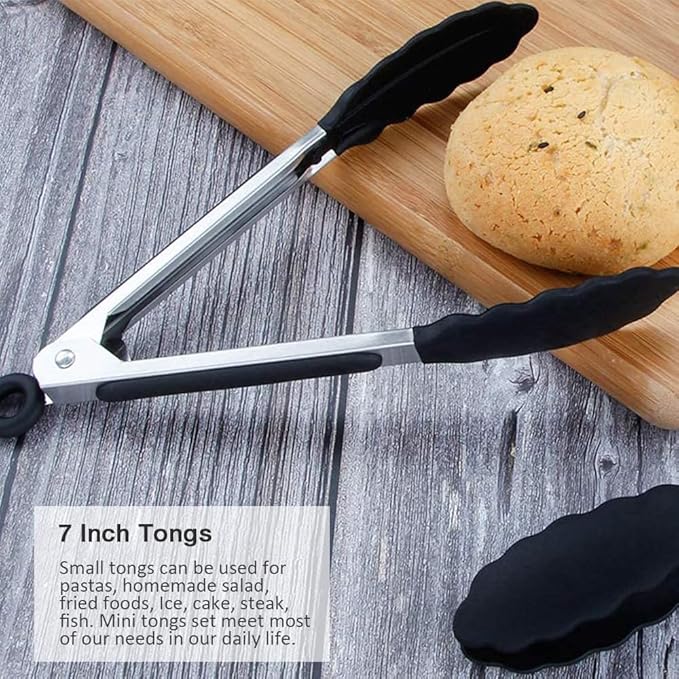 Mini Silicone Tongs Set of 2, Small Serving Tongs - Image 7
