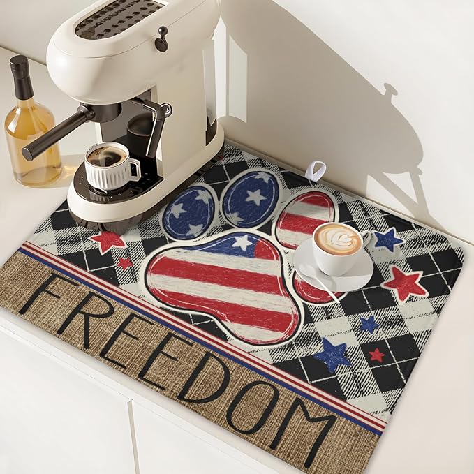 4th of July Dish Drying Mat 24x18 Inch, Patriotic Drying Mat - Image 7