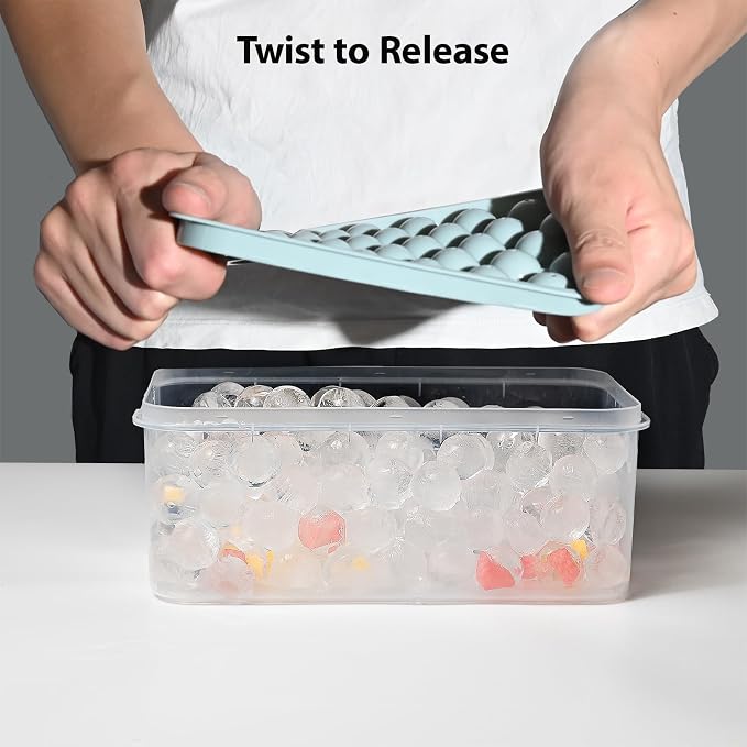 Ice Cube Trays with Lid and Bin, 0.8 IN Small Round Ice Cube Mold - Image 6