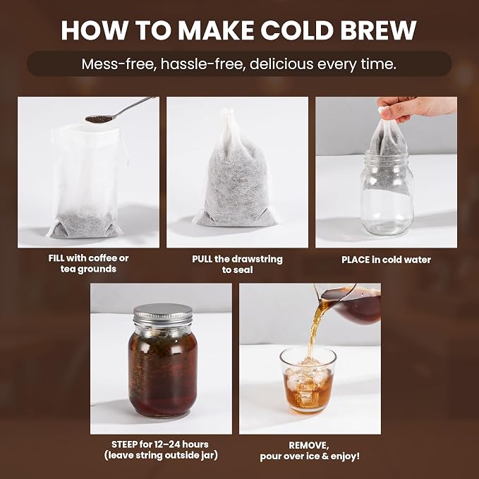 Cold Brew Bags, 6 * 8 Inch Fine Mesh Drawstring Pouches, Fits Mason Jars & - Image 6