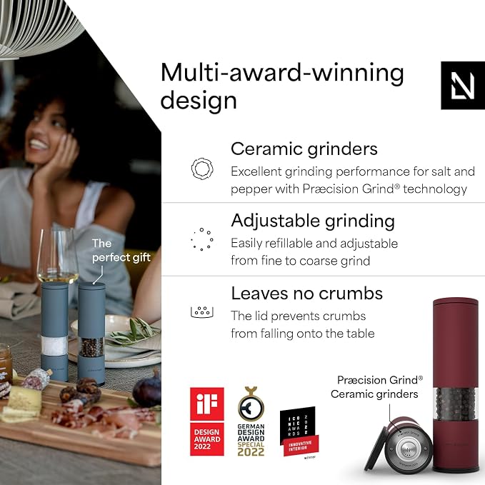 LARS NYSØM Salt and Pepper Grinder Set Manual, Stainless Steel Salt and Pepper - Image 2