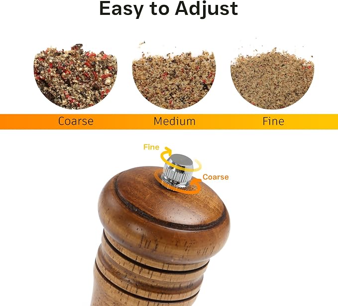 Wood Salt and Pepper Grinder, Salt Grinder and Pepper Mill, Oak Wood Shakers - Image 3