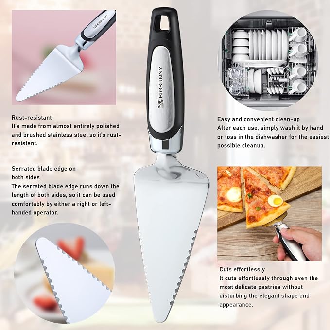 MSY BIGSUNNY Pie Server Cake Server Stainless Steel Pizza Server - Image 5