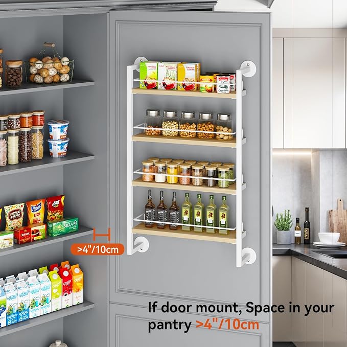 IBUYKE Spice Rack Wall Mount, 4 Tier Hanging Seasoning Organizer, Spice Rack - Image 4
