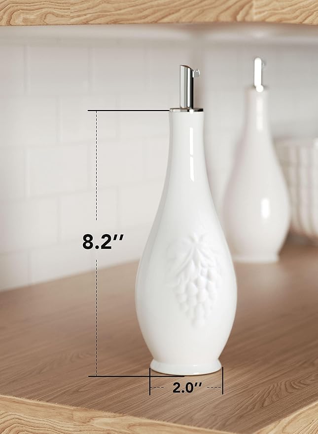 HOMBENE Porcelain Oil and Vinegar Dispenser Set, 11 oz Olive Oil Dispenser - Image 2