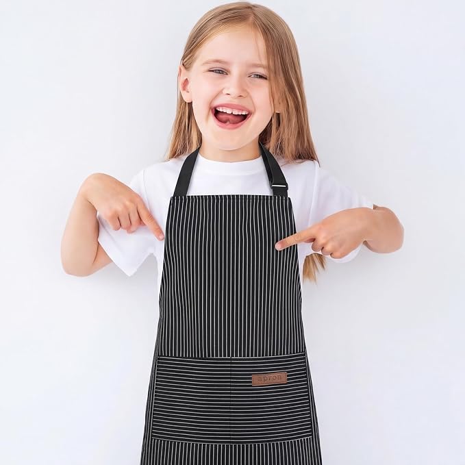 2 Pack Stripes Kids Apron, Kids Cooking Aprons - Image 7