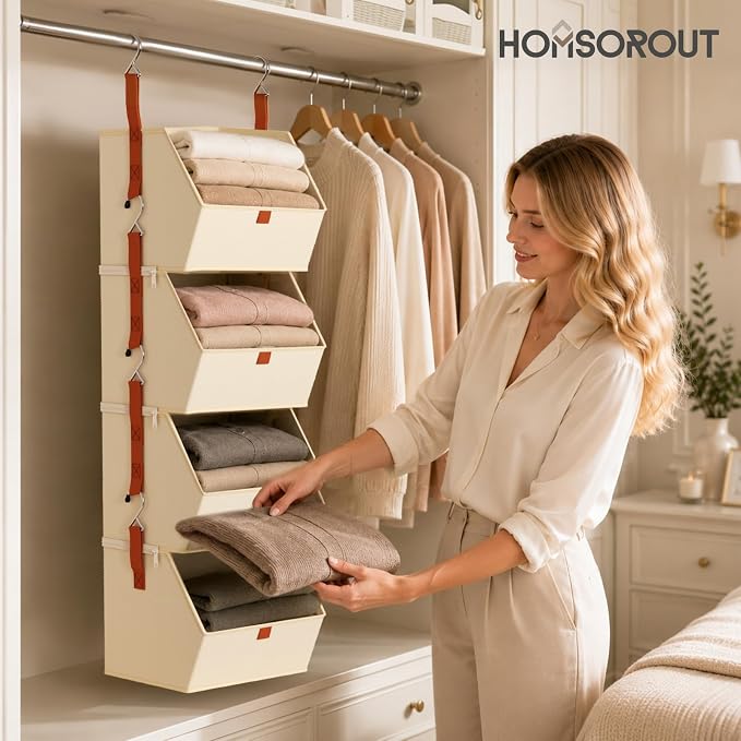 Homsorout Hanging Closet Organizer 4 Tier - Image 3