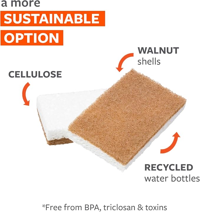 Full Circle Walnut and Cellulose Scrubber Sponges – Pack of 6 – Powerful - Image 2