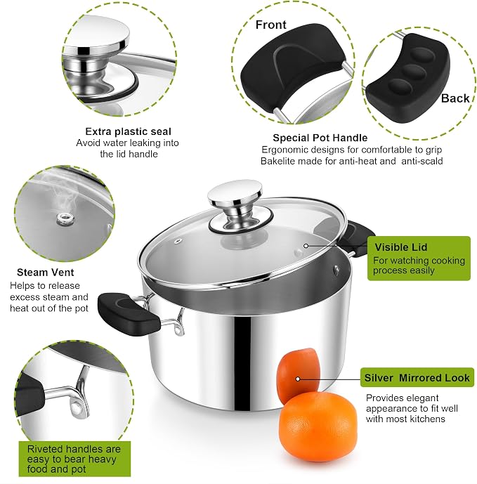 5 Quart 3-Ply Cooking Stock Pot - Image 3