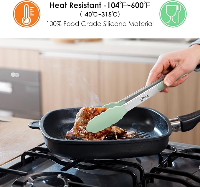 Hotec Silicone Kitchen Tongs for Cooking 9-Inch Serving Tongs - Image 4