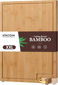 Kikcoin Bamboo Cutting Boards for Kitchen, 2XLarge Wood Cutting Board by Kikcoin