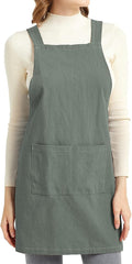 ELEZAY Aprons for Women with Pockets Plus Size Comfort Cross Back No Tie Cotton by ELEZAY