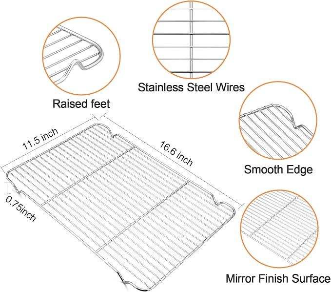 TeamFar Stainless Steel Baking Sheet, 17.6 x 13 x 1inch Half Baking Pan Cookie - Image 3
