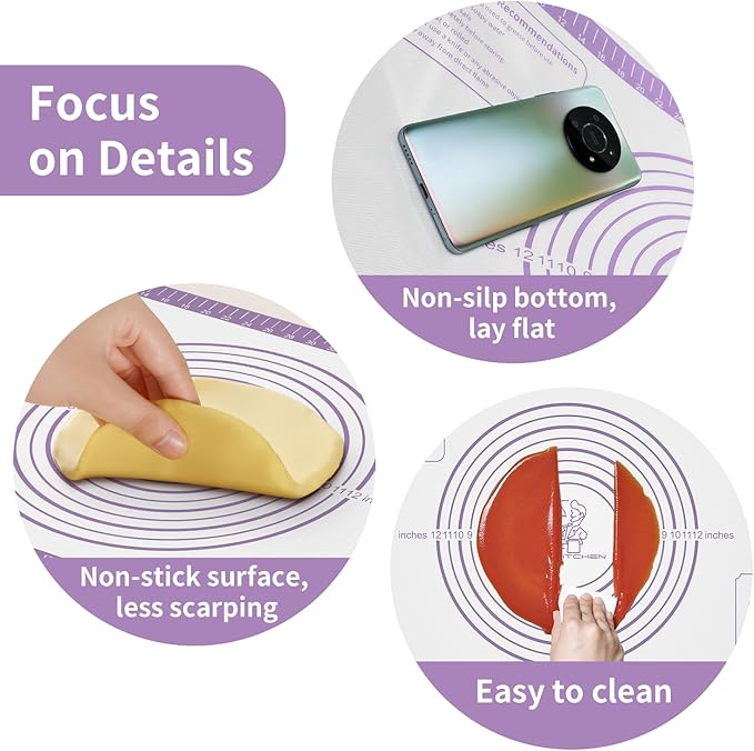 Non Stick Pastry Mat, Extra Large Silicone Baking Mat - Image 4