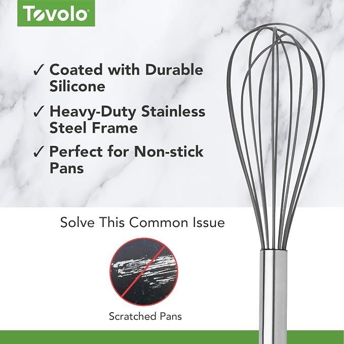 Tovolo Mini Whisk Stainless Steel 6 Inch Tiny Whipper Silicone Whisker - Image 3