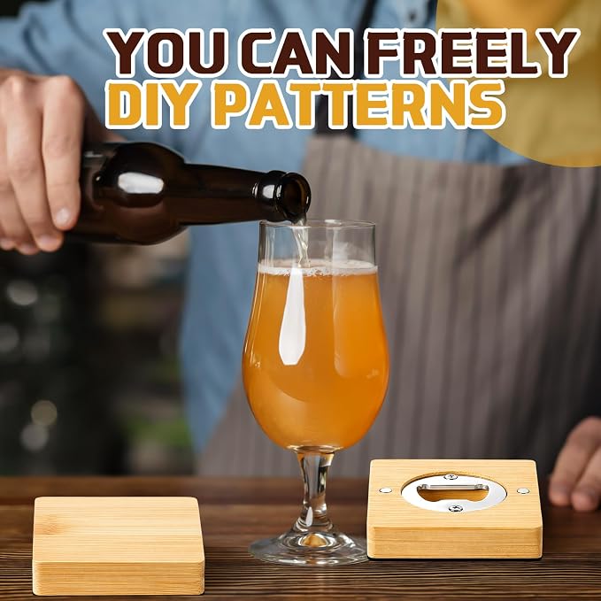 Vesici 24 Pcs Magnetic Bottle Opener 2.5in DIY Bamboo Square Shape Beer Openers - Image 5