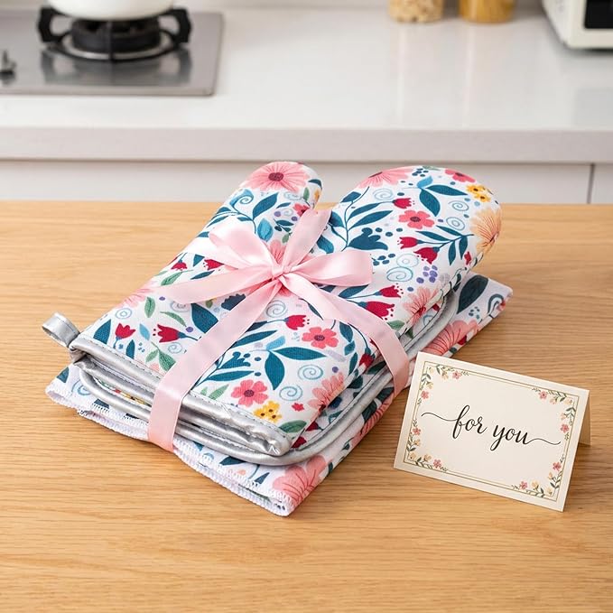 3 Piece Kitchen Towels and Oven Mitts Sets, Absorbent Microfiber Dish Towel - Image 5