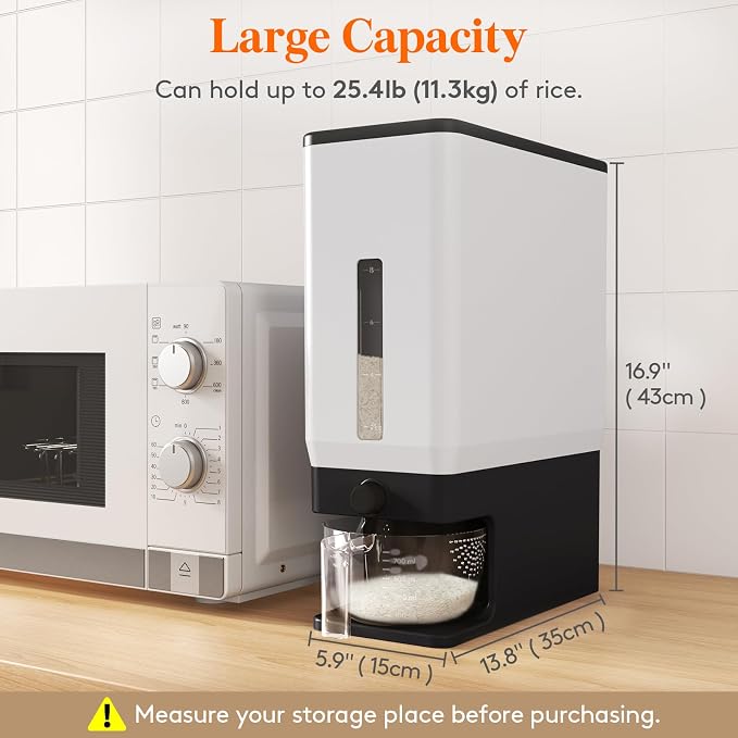 Lifewit 2 Pack Rice Dispenser 25 Lbs, Rice Storage Container Sealed Moisture - Image 6