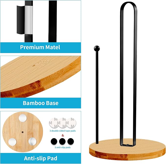 Wood Paper Towel Holder Countertop, TONLEA Kitchen Paper Towel Holder - Image 5