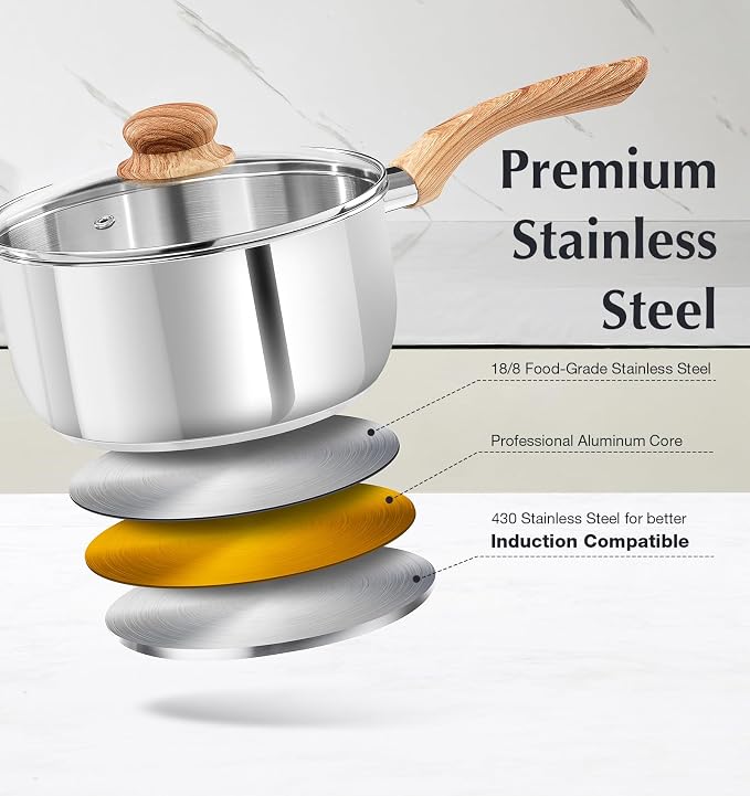KOCH SYSTEME CS Stainless Steel Saucepan Set, 4-Piece Stainless Steel Sauce Pan - Image 2