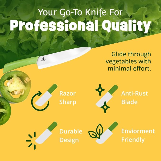 Durable Ceramic Knife for Chopping Vegetables & Fruits, 8” Non-Reactive and - Image 4