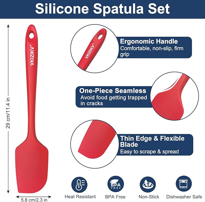 4 Pcs Silicone Spatula Set, 11.4 In, 600°F Heat Resistant Rubber Spatulas - Image 2
