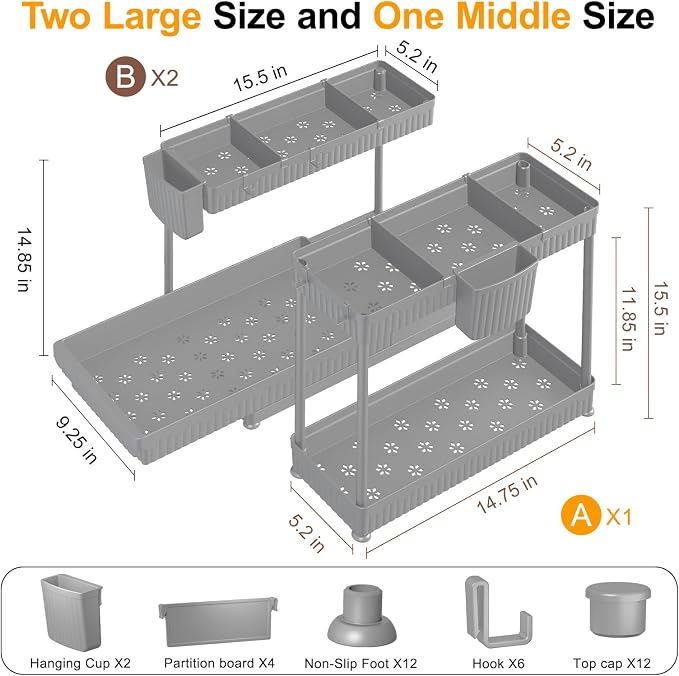 Sevenblue 3 Pack Multi-Purpose Under Sink Organizers and Storage, 2026 L-Shaped - Image 6