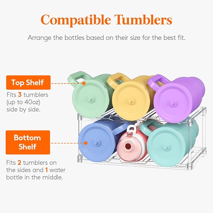 Lifewit Stackable Bottle Storage Organizer, Large Slot Water Bottle Tumbler Cup - Image 4