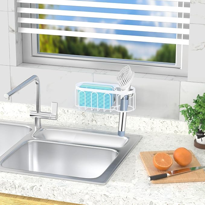 2-in-1 Sponge Holder for Kitchen Sink, Sink Caddy Kitchen Sink Organizer - Image 4